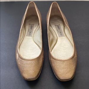 Jimmy Choo Gold Glitter Ballet Flats